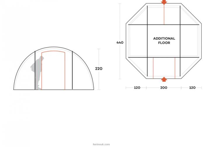Unisex Ferrino T2B6447TENT CAMPO BASE FIRST AID WITH INNER TENT