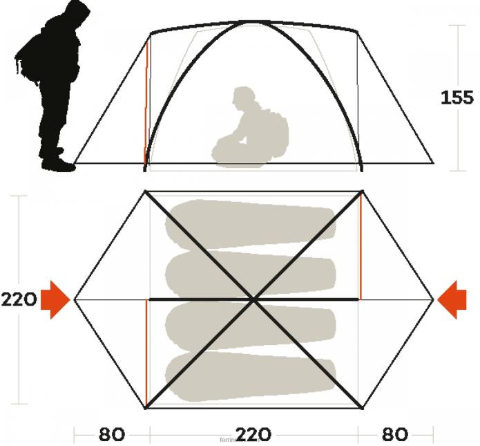 Unisex Ferrino T2B6456TENT LHOTSE 4