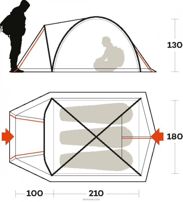 Unisex Ferrino T2B6486TENT TENERE 3