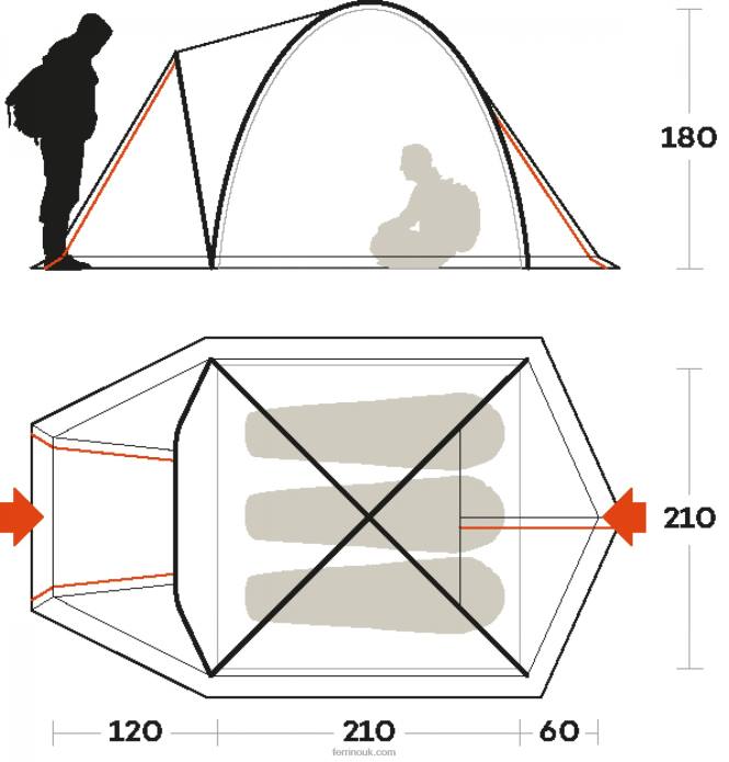 Unisex Ferrino T2B6490TENT SHABA 3