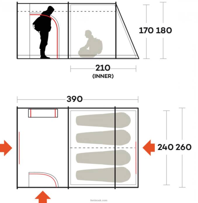 Unisex Ferrino T2B6493TENT FENIX 4
