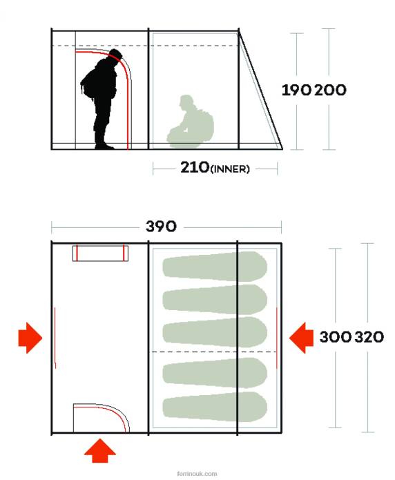 Unisex Ferrino T2B6494TENT FENIX 5