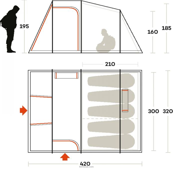 Unisex Ferrino T2B6497TENT METEORA 5